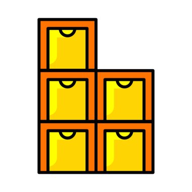 Depolama rafı simgesi. Ev dekorasyonu elementi ince çizgi çizimi. Tasarım için ev dekorasyonu.