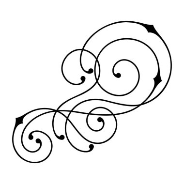 Çizgi kıvrım elemanı. Modern dekoratif doğrusal vignette. Dekorasyon için klasik tasarım.