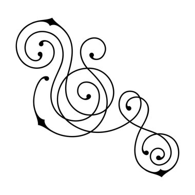 Çizgi kıvrım elemanı. Modern dekoratif doğrusal vignette. Dekorasyon için klasik tasarım.