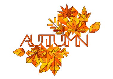 Sonbahar yapraklı arka plan. Çeşitli yeşilliklere sahip bir resim. Sanat tarzında dekoratif güzel bitkiler.