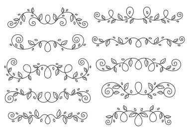 Bir demet bukleli çiçek. Yapraklı dekoratif doğa unsurları. Retro girdap.