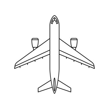 Uçak ikonu. Hava yolculuğu ve turizm ürünleri. İyi yolculuklar..