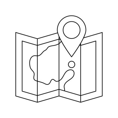 İşaretleyici simgesi olan harita. Hava yolculuğu ve turizm ürünleri. İyi yolculuklar..