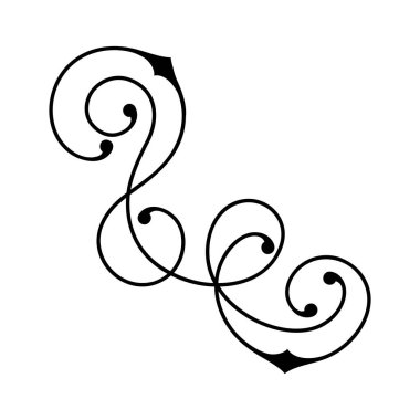 Çizgi kıvrım elemanı. Modern dekoratif doğrusal vignette. Dekorasyon için klasik tasarım.