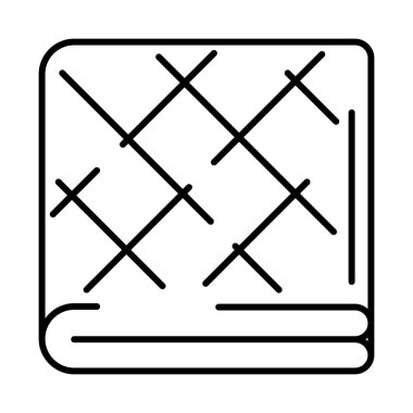 Battaniye ya da yatak örtüsü ikonu. Ev dekorasyonu elementi ince çizgi çizimi. Tasarım için ev dekorasyonu.