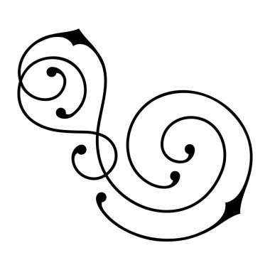 Çizgi kıvrım elemanı. Modern dekoratif doğrusal vignette. Dekorasyon için klasik tasarım.