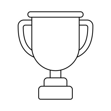 Gold cup on stand. Game award for the winners. Illustration of prize for sports competitions. Corporate and business achievement.