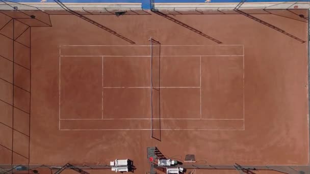 Flygfoto Över Tom Lera Tennisbana Solig Dag — Stockvideo