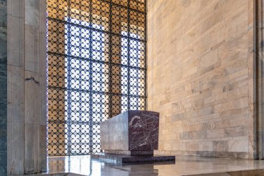 Ankara, Turkey - July 05, 2022: Anitkabir, located in Ankara, is the mausoleum of Mustafa Kemal Ataturk, the founder of the Turkish Republic