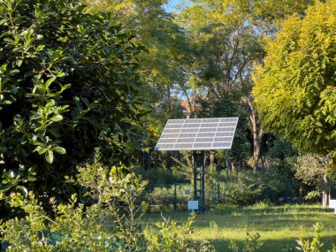 Sürdürülebilir enerji için bahçeye güneş enerjisi panelleri yerleştirildi