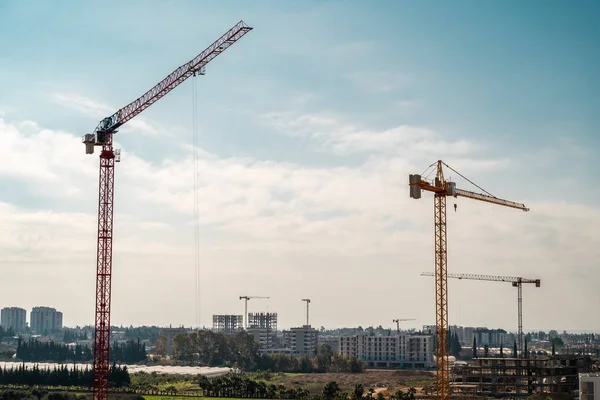 Construction Crane Working Large Construction Site — Photo