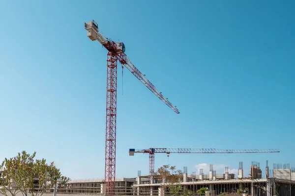 Construction Crane Working Large Construction Site — Photo