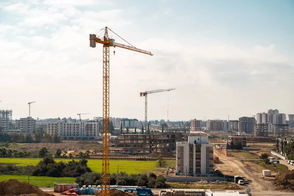 Construction Crane Working Large Construction Site — Stockfoto