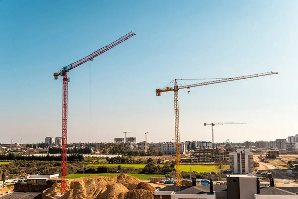 Construction Crane Working Large Construction Site — Stockfoto