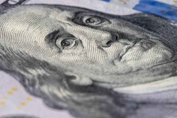 本杰明 富兰克林在100美元钞票上的表现 — 图库照片