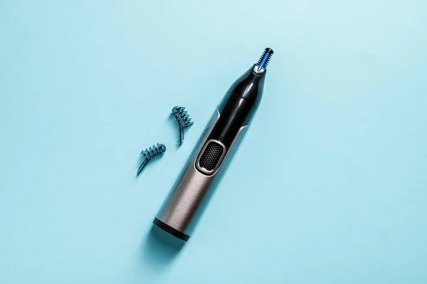 Top View Nose Ear Hair Trimmer Isolated Blue Background — Stock Photo, Image