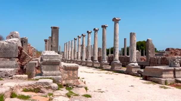 Oude Stad Perge Antalya Turkije Historische Ruïnes Oude Stad Pamphylia — Stockvideo