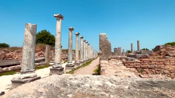 トルコのアンタルヤにあるペルゲの古代都市 パンフィリアの古代都市の歴史的遺跡 — ストック動画