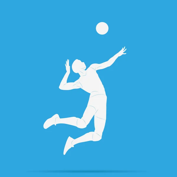 Illustration Vectorielle Silhouette Femme Sautant Dopant Balle Dans Match Volley — Image vectorielle