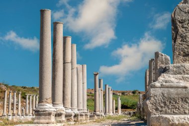 Antalya 'nın antik Perge kenti. Eski Pamphylia şehrinin tarihi kalıntıları.