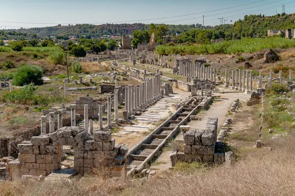Perge Ősi Városa Antalya Törökország Történelmi Romok Ókori Pamphylia Városban — Stock Fotó