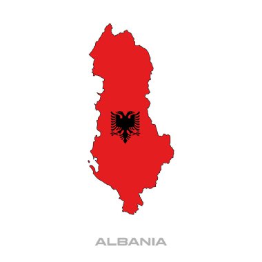 Arnavutluk bayrağının beyaz zemin üzerinde siyah hatlar bulunan temsili temsilciliği