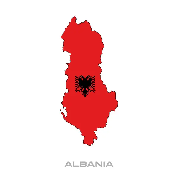 Illustrazione Vettoriale Della Bandiera Albanese Con Contorni Neri Sfondo Bianco — Vettoriale Stock