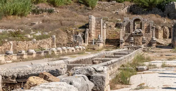 Αρχαία Πόλη Της Περζ Στην Αττάλεια Της Τουρκίας Ιστορικά Ερείπια — Φωτογραφία Αρχείου