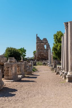 Antalya 'nın antik Perge kenti. Eski Pamphylia şehrinin tarihi kalıntıları.