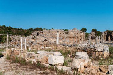 Antalya 'nın antik Perge kenti. Eski Pamphylia şehrinin tarihi kalıntıları.