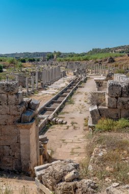 Antalya 'nın antik Perge kenti. Eski Pamphylia şehrinin tarihi kalıntıları.