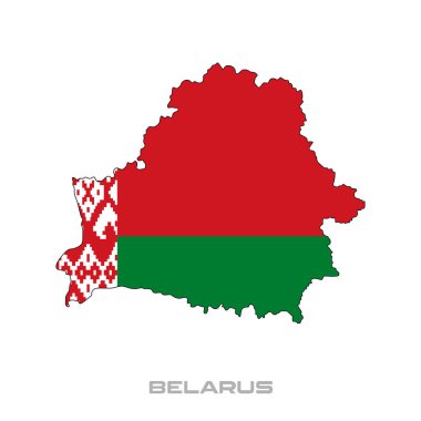 Beyaz arka planda siyah hatları olan Belarus bayrağının vektör illüstrasyonu