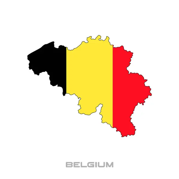 Ilustracja Wektorowa Flagi Belgii Czarnymi Konturami Białym Tle — Wektor stockowy