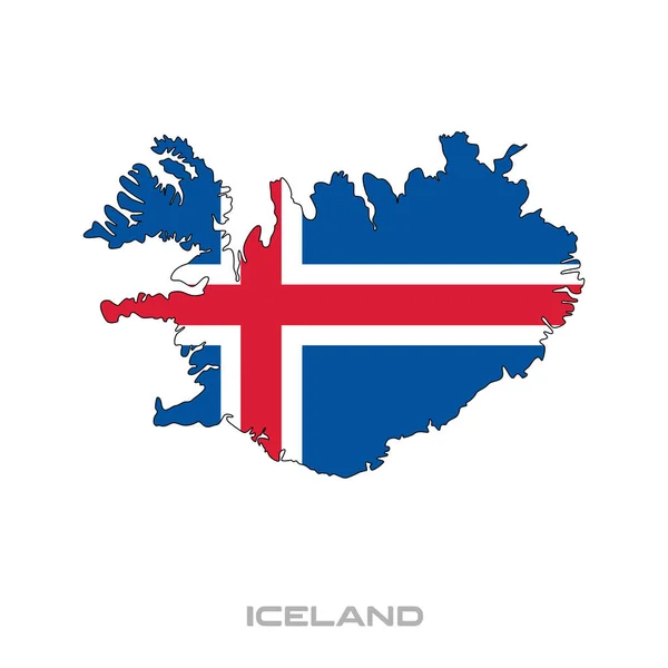 Ilustracja Wektorowa Flagi Islandii Czarnymi Konturami Białym Tle — Wektor stockowy