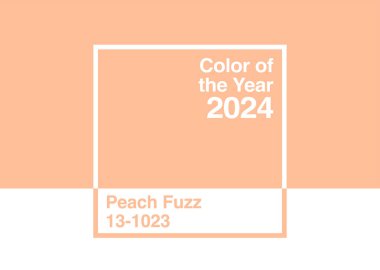 Antalya, Türkiye - 11 Aralık 2023: 2024 Yılın Rengi, Pantone 13-1023 Peach Fuzz trend renk paleti örnek kitap rehberi
