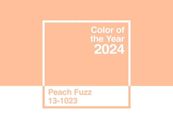 Antalya, Türkiye - 11 Aralık 2023: 2024 Yılın Rengi, Pantone 13-1023 Peach Fuzz trend renk paleti örnek kitap rehberi