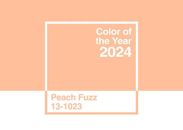 土耳其安塔利亚 2023年12月11日2024年度色彩Pantone 1023 Peach Fuzz趋势色彩调色板样书指南 — 图库矢量图片#