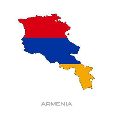 Beyaz arka planda siyah hatları olan Ermenistan bayrağının temsilcisi.