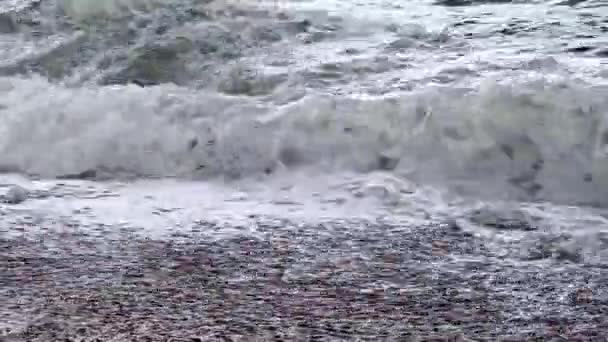 Великі Хвилі Вдаряють Узбережжя Коньяальті Штормовий День Стокове Відео 