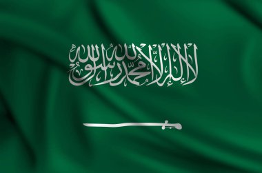 Çerçeveyi kaplayan Suudi Arabistan bayrağı rüzgarda dalgalanıyor