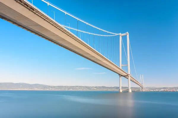 stock image Osmangazi Bridge (Izmit Bay Bridge) located in Izmit, Kocaeli, Turkey. Suspension bridge captured with long exposure technique