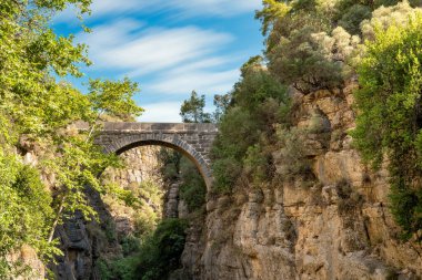 Koprulu Kanyonu 'ndaki Roma köprüsü, Antalya, Türkiye