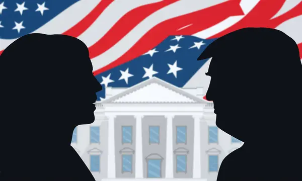 21 Temmuz 2024 - Kamala Harris 'in Donald Trump' la karşılaşmasının Karakter İllüstrasyonu. 2024 ABD başkanlık seçimleri