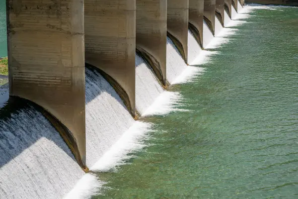 stock image water released from hydroelectric power station. Motion Blur and selective focus
