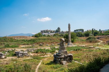 Burdur, Türkiye yakınlarındaki antik Sagalassos kenti. Roma şehri Sagalassos 'un Yukarı Agora kalıntıları.