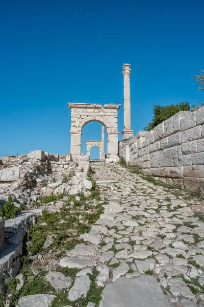 stock image Ancient city of Sagalassos near Burdur, Turkiye. Ruins of the Upper Agora of the Roman city of Sagalassos