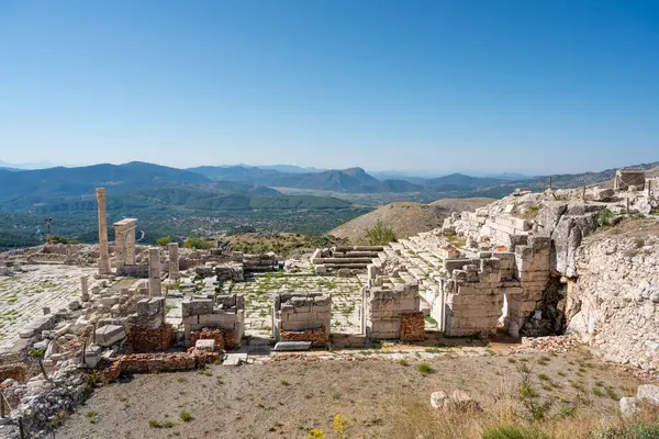 stock image Ancient city of Sagalassos near Burdur, Turkiye. Ruins of the Upper Agora of the Roman city of Sagalassos