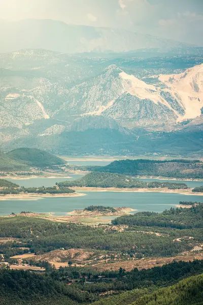 stock image Aerial panoramic view of the Karacaoren Dam Lake on the Antalya - Isparta road