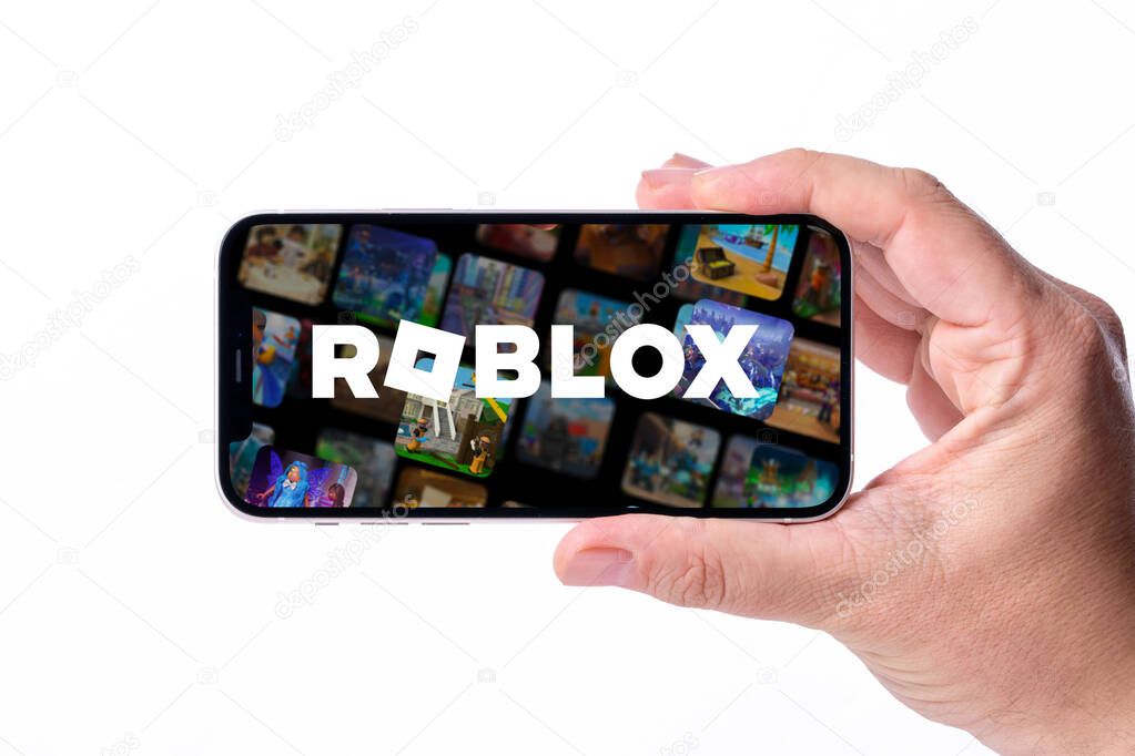 Antalya, Turkey - May 23, 2025: Logo of the Roblox game application on the smartphone screen