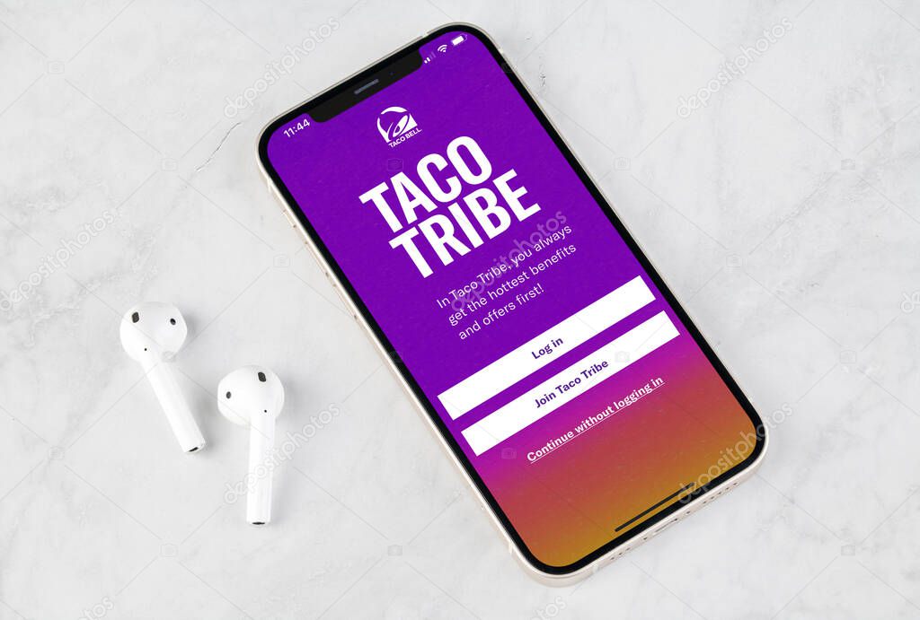 Antalya, Turkey - June 2, 2025: Taco Bell app, an American multinational fast food restaurant chain, on iPhone screen